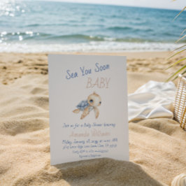 Cute Under The Sea You Soon Tortle Baby Shower 招待状