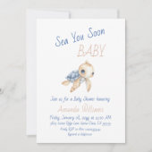 Cute Under The Sea You Soon Tortle Baby Shower 招待状 (正面)