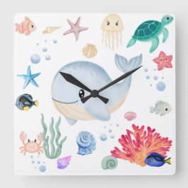 Cute Under The Water スクエア壁時計