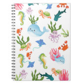 Cute Underwater Friends – Ocean Animals Pattern  ノートブック (正面)