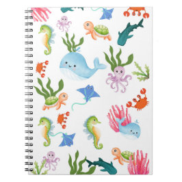Cute Underwater Friends – Ocean Animals Pattern  ノートブック
