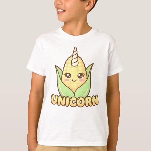 Cute Uni-Corn Pun Kawaii Kids T-Shirt Tシャツ (正面)