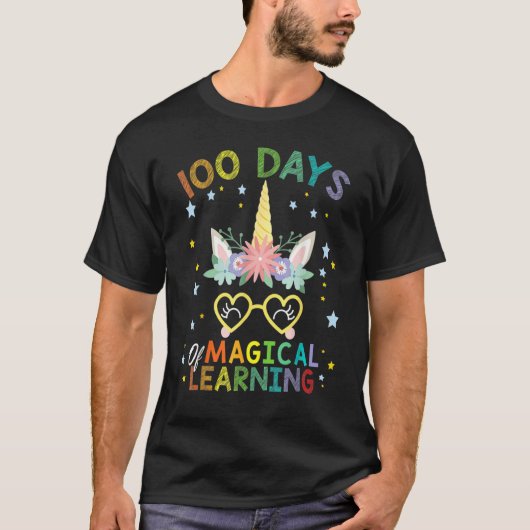 Cute Unicorn 100 Days Of Magical Learning 100th Da Tシャツ (正面)