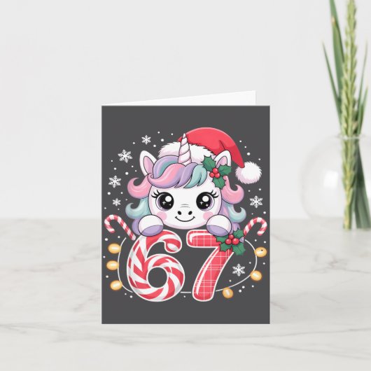 Cute Unicorn 67 Christmas Meme Six Seven Christmas カード (正面)