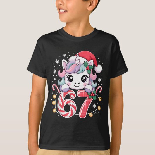 Cute Unicorn 67 Christmas Meme Six Seven Christmas Tシャツ (正面)