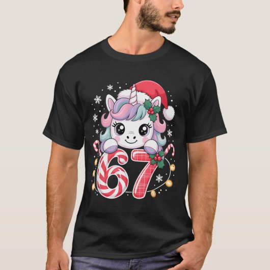 Cute Unicorn 67 Christmas Meme Six Seven Christmas Tシャツ (正面)