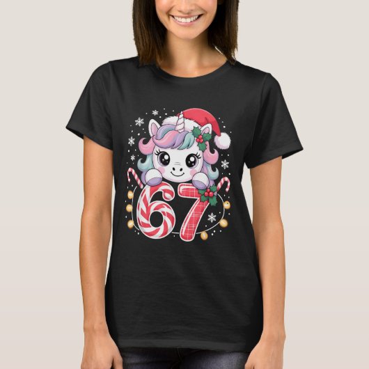 Cute Unicorn 67 Christmas Meme Six Seven Christmas Tシャツ (正面)