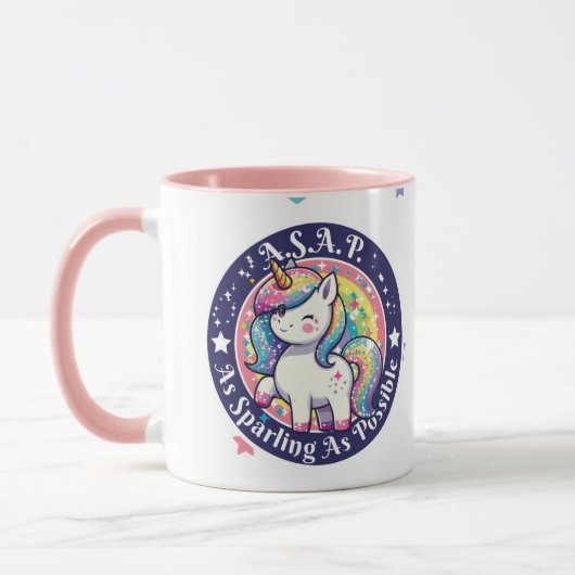 Cute Unicorn A.S.A.P. – As Sparkling As Possible マグカップ (左)