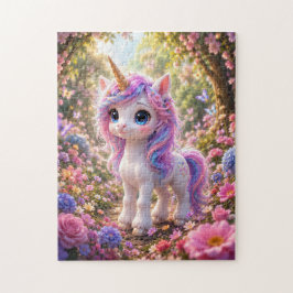 Cute Unicorn Among Flowers Jigsaw Puzzle ジグソーパズル