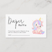 Cute Unicorn Baby Shower Diaper Raffle Ticket エンクロージャーカード (正面)