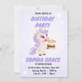 Cute Unicorn Birthday Invitation 招待状 (正面)