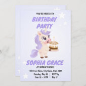 Cute Unicorn Birthday Invitation 招待状 (正面/裏面)