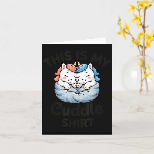 Cute Unicorn Couple Snuggle This Is My Cuddle  カード (黄色い花)