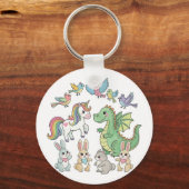 Cute Unicorn & Dragon Fantasy Keychain キーホルダー (正面)
