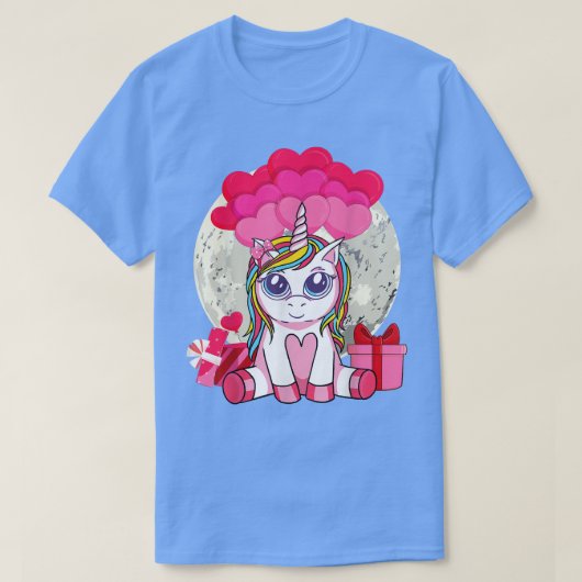 Cute Unicorn Heart Valentines Day Shirt Girls Kids Tシャツ (デザイン正面)