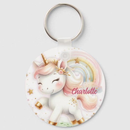 Cute unicorn keychain with a girl's name キーホルダー (正面)