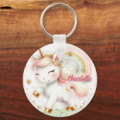 Cute unicorn keychain with a girl's name キーホルダー (裏面)