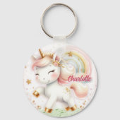 Cute unicorn keychain with a girl's name キーホルダー (裏面)