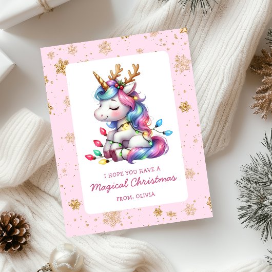 Cute Unicorn Kids Christmas シーズンカード