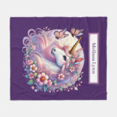 Cute unicorn lovers add name  フリースブランケット (正面(横))