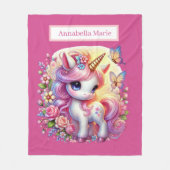 Cute unicorn lovers add name  フリースブランケット (正面)