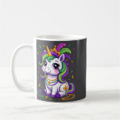 Cute Unicorn Mardi Gras Carnival Fat Tuesday Girls コーヒーマグカップ (左)