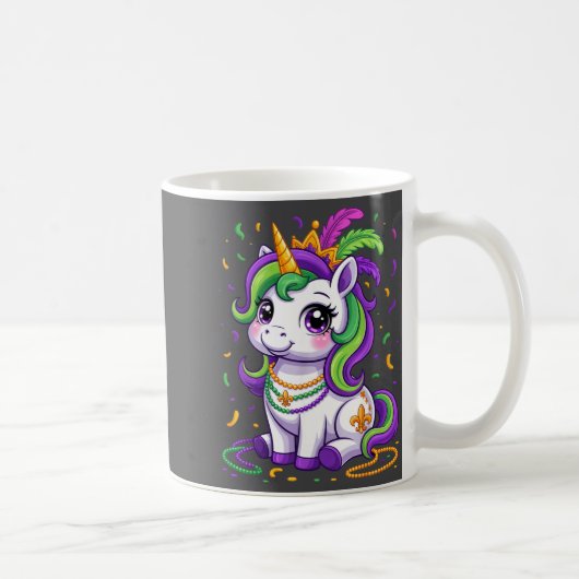 Cute Unicorn Mardi Gras Carnival Fat Tuesday Girls コーヒーマグカップ (右)