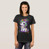 Cute Unicorn Mardi Gras Carnival Fat Tuesday Girls Tシャツ (正面フル)