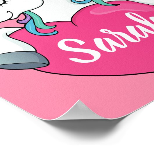 Cute Unicorn Personalized Name ポスター (角)