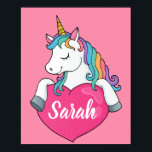 Cute Unicorn Personalized Name  ポスター<br><div class="desc">Cute Unicorn Personalized Name Poster
You Can Customize By Adding Your Name!</div>