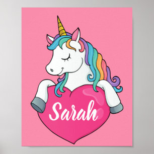 Cute Unicorn Personalized Name ポスター