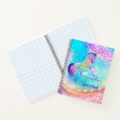 Cute unicorn pink aqua faux glitter custom gift ノートブック (内部)