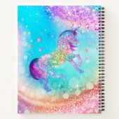 Cute unicorn pink aqua faux glitter custom gift ノートブック (裏面)