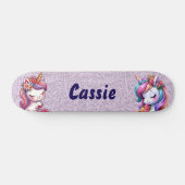 Cute Unicorn Pink Glitter Personalize スケートボード (横)