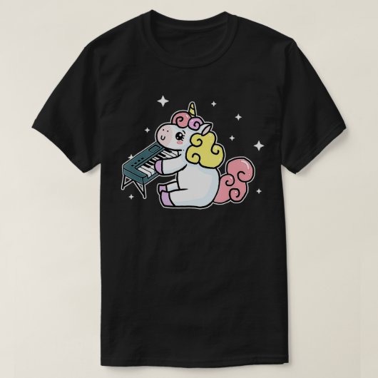 Cute Unicorn Playing Keyboard Gift Piano Lover  Tシャツ (デザイン正面)