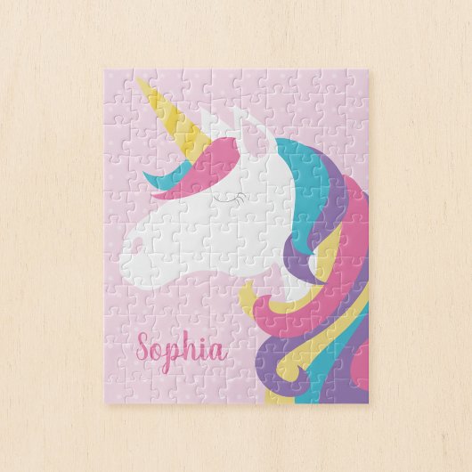 Cute Unicorn Polka Dot Personalized Kids ジグソーパズル