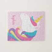 Cute Unicorn Polka Dot Personalized Kids ジグソーパズル (横)