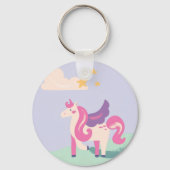 Cute Unicorn & Positive Vibes Only Keychain キーホルダー (正面)