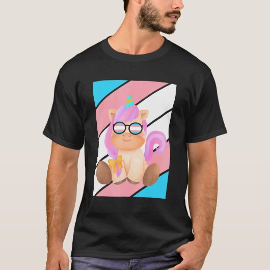 Cute Unicorn Pride Transgender Flag LGBTQ Proud Pr Tシャツ (正面)
