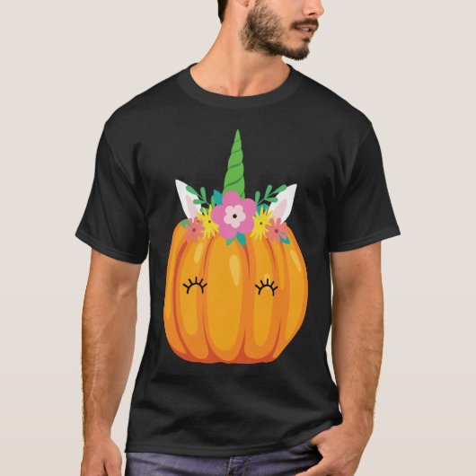 Cute Unicorn Pumpkin Halloween Thanksgiving costum Tシャツ (正面)