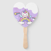 Cute Unicorn Rainbow Birthday Invitation  ハンドファン (裏面)