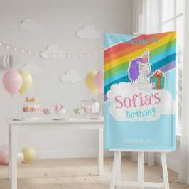 Cute Unicorn Rainbow Birthday Welcome Banner 横断幕