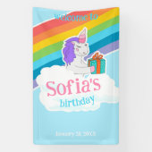 Cute Unicorn Rainbow Birthday Welcome Banner 横断幕 (縦)
