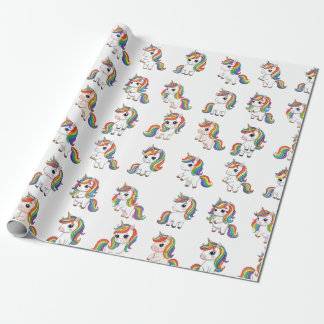 Cute Unicorn Rainbow Birthday Wrap ラッピングペーパー
