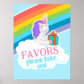 Cute Unicorn Rainbow Favors Birthday Poster ポスター (正面)