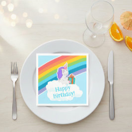 Cute Unicorn Rainbow Happy Birthday Party Napkin スタンダードカクテルナプキン