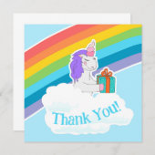 Cute Unicorn Rainbow Square Thank You Card サンキューカード (正面/裏面)