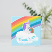 Cute Unicorn Rainbow Square Thank You Card サンキューカード (スタンド正面)