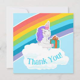 Cute Unicorn Rainbow Square Thank You Card サンキューカード