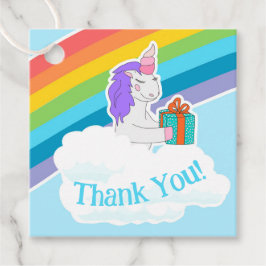 Cute Unicorn Rainbow Square Thank You Tag フェイバータグ